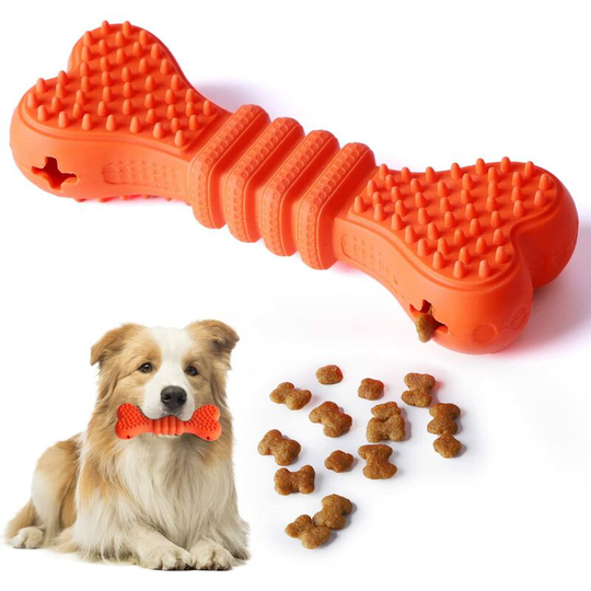 Dog Toy with Dental Grooming Function, Puppies Interactive Chew Toy, Pet Snack Dispenser 15x5.4x3.3cm