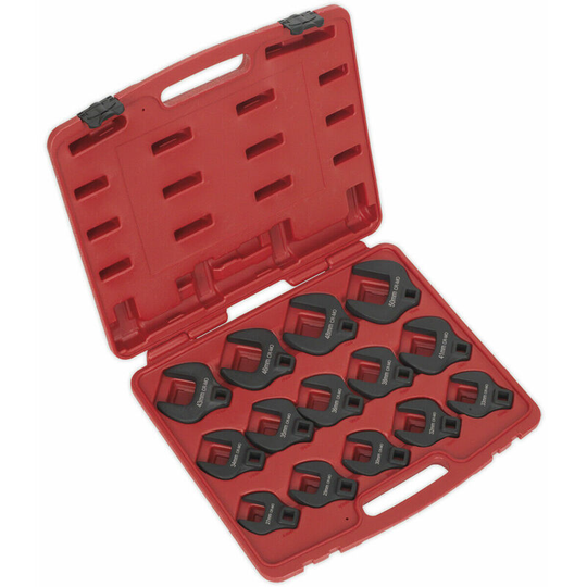 14pc Crows Foot Nut Spanner Socket Set - 1/2' Square Drive Ratchet - phosphate