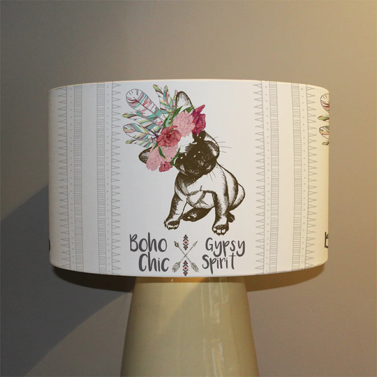 Portrait of French Bulldog Puppy Cotton Drum Lamp Shade