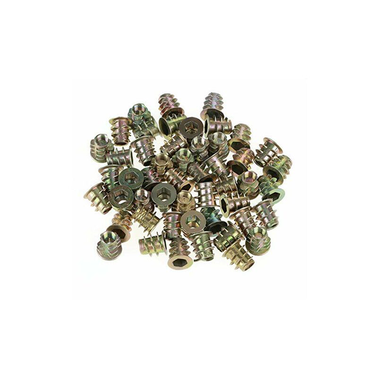 Monly - 50Pcs M5*10mm Zinc Alloy Threaded Insert Nuts Screw Inner Hex Nuts Bolt Fastener Connector for Assorted Wood Furniture