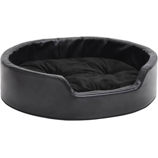 Dog Bed Black 69x59x19 cm Plush and Faux Leather Vidaxl Black