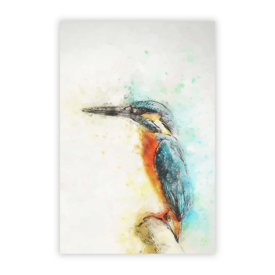 'Perched Kingfisher' by Pierre-Joseph Redoute - Unframed Painting Print on Paper