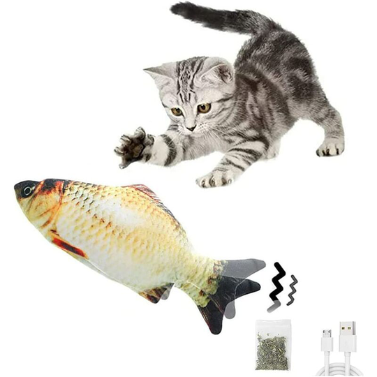 Colording Moving Cat Kicker Fish Toy 30cm Funny Interactive Pets Chew Bite Supplies for Cat Kitten Fish Flop Cat Toy-A