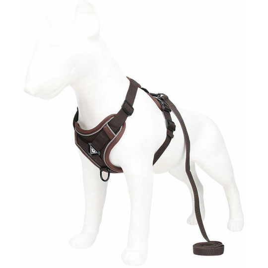 Dog Harness, Reflective Dog Doors, Anti-Pull Dog Harness, Harness and Leash Set, Soft Breathable Padded Harness for Small, Medium and Large Dogs Brown