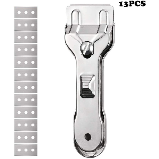 Betterlifegb - Betterlife Field Scraper with Replacement Blades - Rustproof Stainless Steel Scraper for Kitchen - Ceramic Field Scraper with (1pcs+12