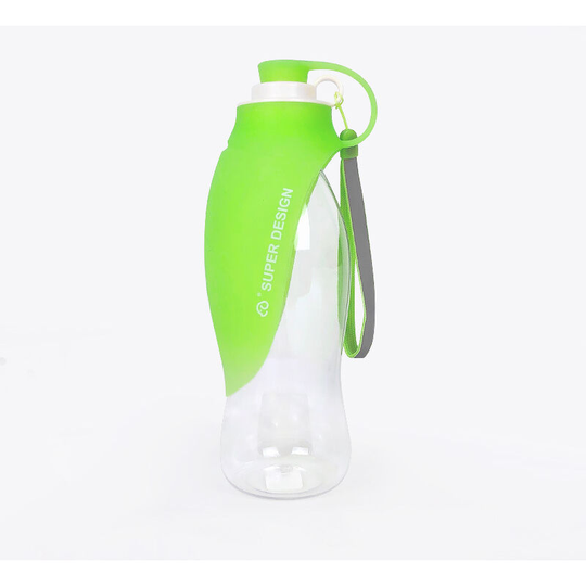 Portable Dog Water Bottle - Pet Food and Water Dispenser - Travel Accessories for Puppy and Dogs - 580ML Large Capacity - Green