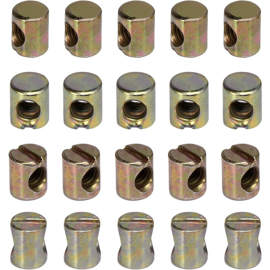 Lot of 20 m6 nuts with furniture slit, chairs, beds, cribs