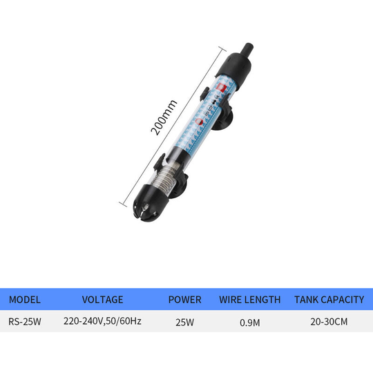 Rs Series Aquarium Heating Rod Thermostatic Fish Tank Rod (RS-25W)