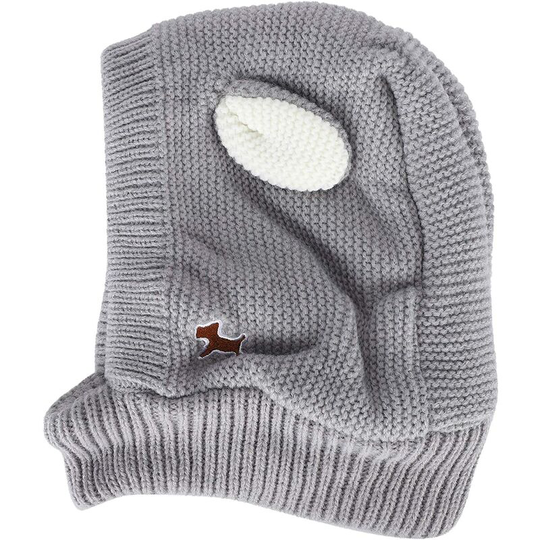 Knitted Pet Dog Hat Winter Warm Crochet Puppy Hat Cozy and Fun Pet Dog Hat with Rabbit Ears Plus Velvet (Gray)