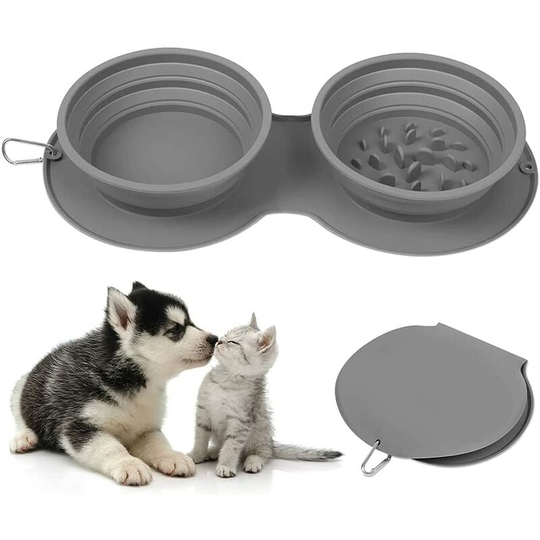 Collapsible food bowl for dogs, water, portable, for travel, pet food, cat bowl, foldable, expandable, with non-slip silicone for travel, hiking,