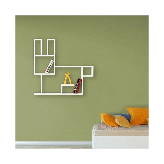 Rabbit Shelf - Storage rack, Books - Wall, Living room, Bedroom - White made of Melamine Chipboard, 97 x 22 x 91 cm