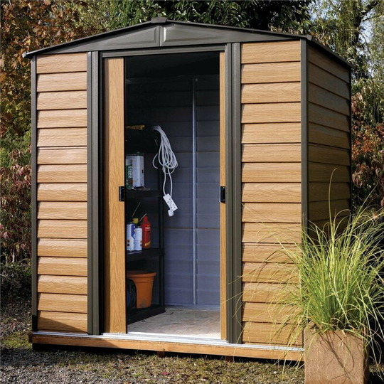 Woodvale 6x5 Metal Shed Garden Storage Unit Cabinet Lockable Apex - Rowlinson