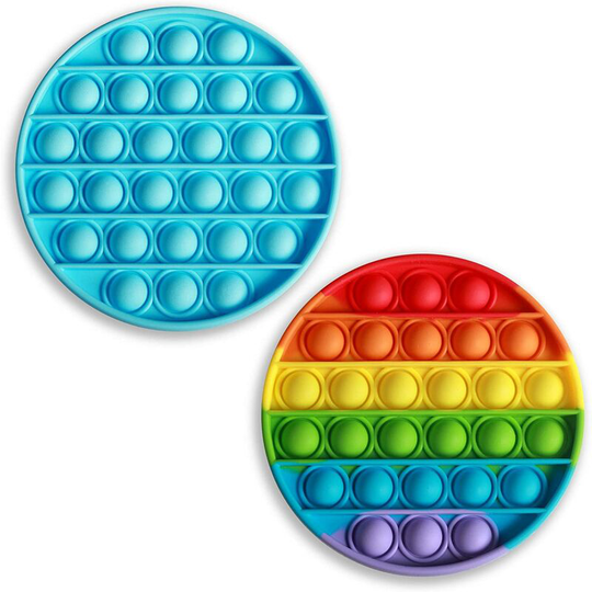 2 Pack Fidget Sensory Toy Set, Rainbow Push Bubble Sensory Fidget Toy for Adult Kid Silicone Game Toys Autism Special Needs Stress Reliever Squeeze