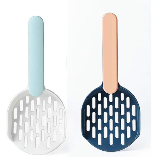 Cat Litter Shovel and Cat Litter Scooper - Premium abs Plastic Cleaning Tool - Durable and Easy to Clean - 2 Piece (Navy Blue and Blue-White)