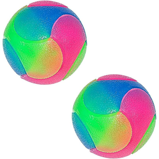 Led Dog Ball Dog Toy Ball Interactive Bouncing Light Up Ball with Elastic Flashing Dog Ball Glitter Dog Toy (2PK Smooth Ball)