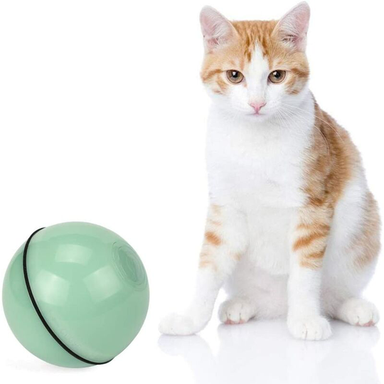 Cat Toys for Indoor Cats Kittens Training, Interactive 360° Self-Rotating Cat Ball, usb Rechargeable Smart Wicked Ball with led Flash Light(green)