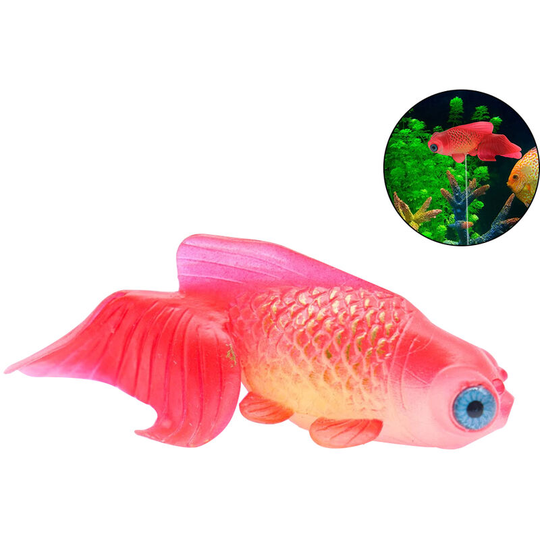Silicone Artificial Fish Aquarium Decortion High Simulation Lifelike Floating Fake Betta Fish Tank Ornament, Little Goldfish, red