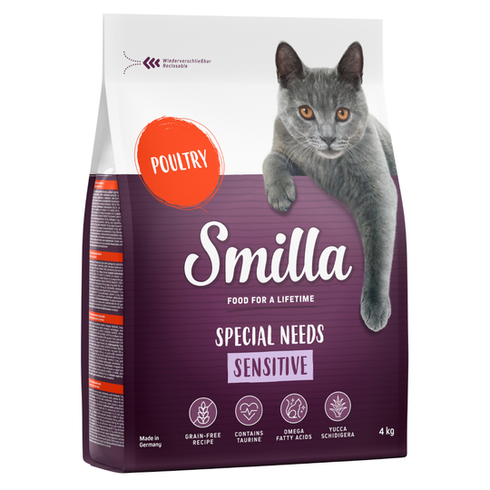 Smilla Dry Cat Food Economy Packs 2 x 4kg - Adult Sensitive - Grain-Free Poultry