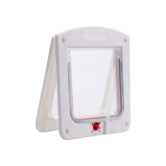 Joorrt - Clear 4-Way Locking Pet Flap Door For Cat And Small Dogs With Durable Plastic Frame Safety Door Easy And Quiet Installation-white