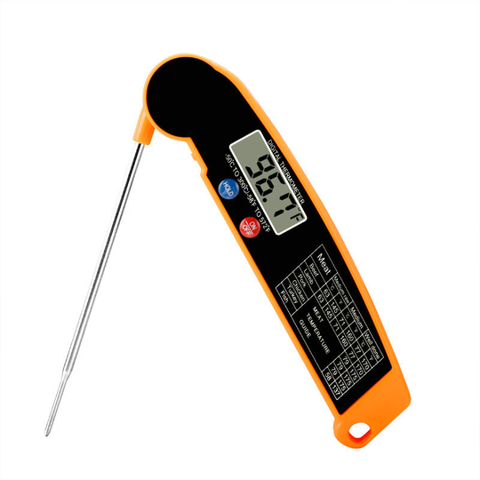 Perle Raregb - Kitchen Thermometer, Cooking Thermometer, 3S Instant Reading Meat Thermometer, with led Screen Backlight Foldable Probe Button ° c / °