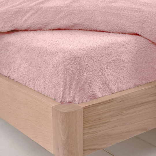 (Blush Pink, Double) Brentfords Teddy Fitted Sheet Brentfords Teddy Fleece Fitted Sheet Thermal Warm Single Double King Bedding NEW Brentfords Teddy F