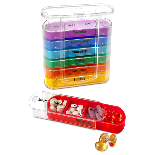 7 Days Week Pill Box Portable Pills Storage Drawer Type 28 Grids Medicine Tablet Dispenser Case Vitamin Organizer for Travel