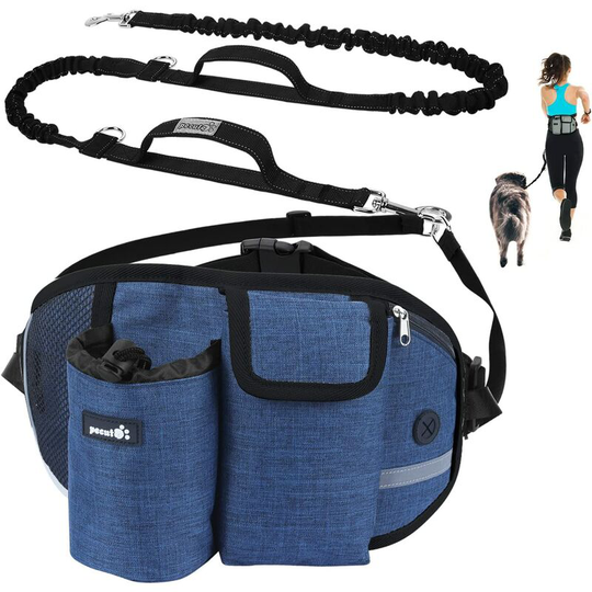 Dog Leash Hands Free Dog Leash Up to Shock Absorption, Comfortable, Reflective Stitching, Great for Running, Jogging and Walking (Blue)