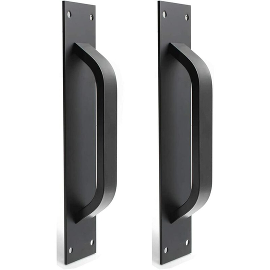 FVO - 2pcs Zinc Alloy Barn Door Handle - Sliding Door Handles for Fire Door, Cabinet Door Handles (Black)