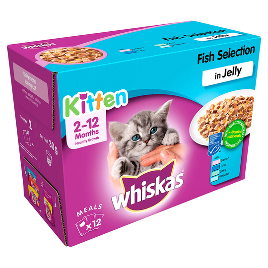 Whiskas Kitten/Junior Pouches - 12 x 100g Fish Selection in Jelly