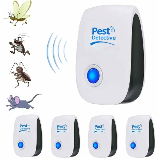 Bearsu - Ultrasonic Repellent, Ultrasonic Repellent For Rat, Spider, Mice, Ants, Cockroaches, Bed Bugs And Other Rodents (4 Units)