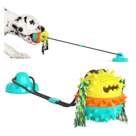 Dog Chew Toy with Suction Cup, Interactive Dog Toy with Ball, Dog Molar Toy, Clean Teeth (Blue)