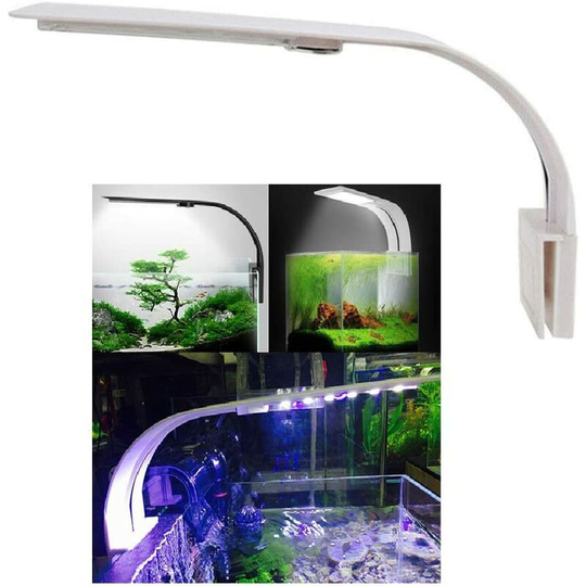 Gift - Lumiere Aquarium Lamp led Lighting White and Blue Nano Clip-on for Fish Plants 23-50 cm White