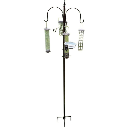 Selections - Metal Complete Bird Feeding Station with 4 Large Feeders & Stabiliser Stand