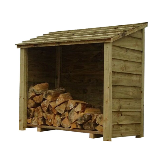 (Light Green (Natural)) Wooden Log Store (W-119cm, H-118cm, D-71cm)