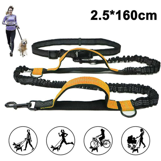 Dog Leash, Upgraded Hands Free Dog Leash with Two Bungees, Long Nylon Dog Leash with Adjustable Belt for Running,11