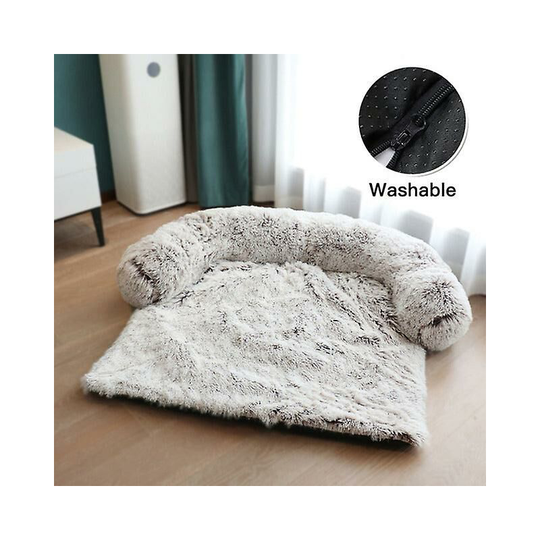 Large dogs sofa bed pet dog bed sofa for dog pet calming bed warm nest washable soft furniture protector mat cat blanket SWhite brown-zip