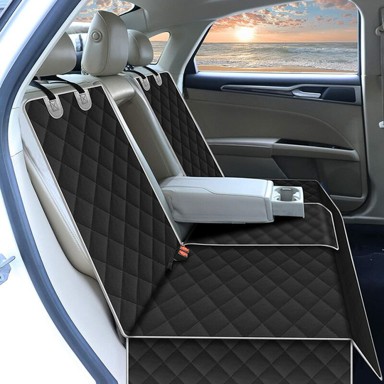Dog Car Seat Cover - Water Resistant Scratch Slip Slip Back Seat Cover - Car Seat Cover with Side Wings - Universal Fits All Cars (Black)