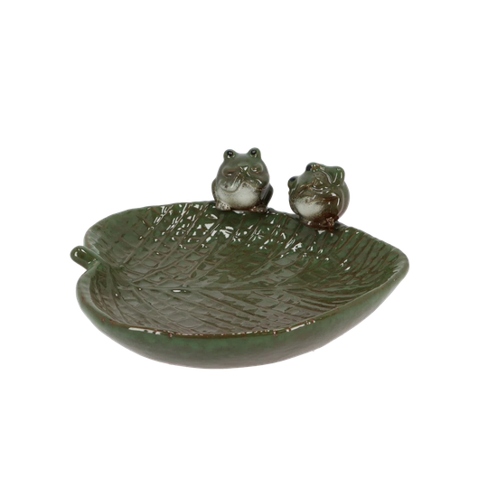 Montelongo Frogs on Leaf Bird Bath