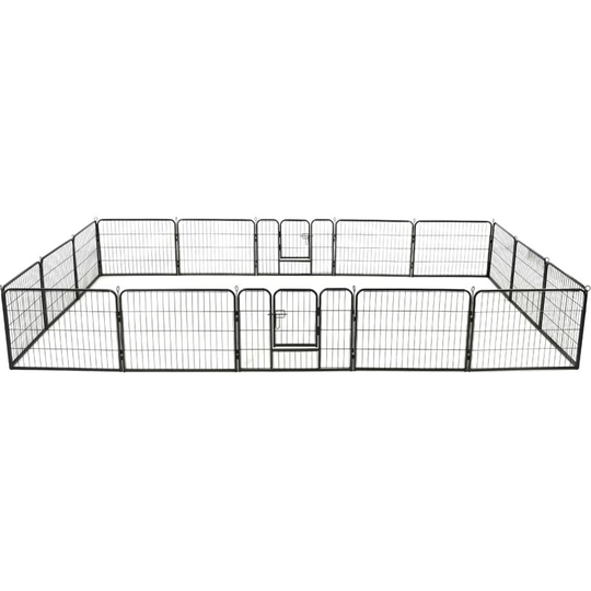 Dog Playpen 16 Panels Steel 60x80 cm Black Vidaxl Black