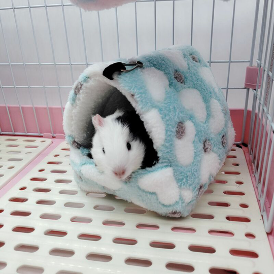 Bedding Plush Mouse Small Hamster House Hammock Toy Hut Guinea Pig Rabbit Chipmunk Ferret, Blue 17*15cm