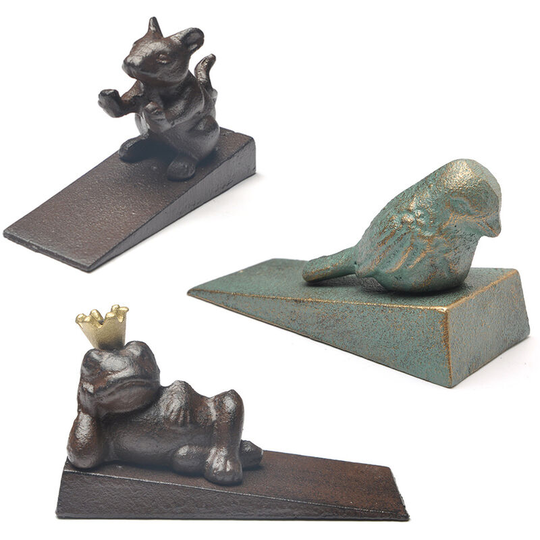 Gold and Green Mickey Mouse Iron Doorstop Decorative Ornament Retro Cast Iron Door Stopper Windproof Door Block Anti-collision Door Corner