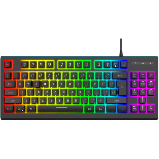 Ywyt - Y200 usb Wired Gaming Keyboard Membrane Keyboard 87 Keys Layout rgb Light Effect abs Two-color Injection Molding Keycap,Black - Black