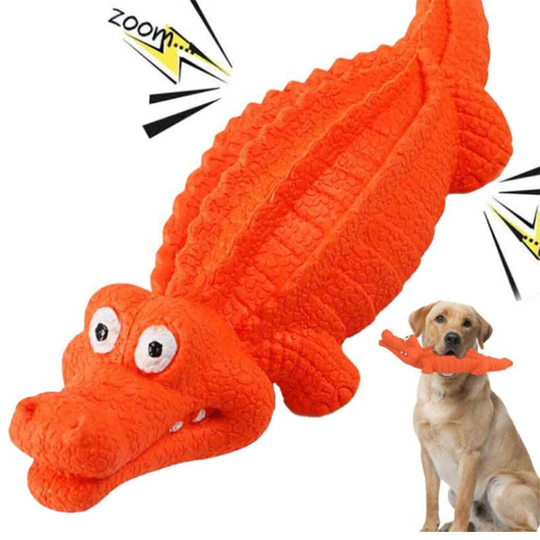 Dog Squeaky Chew Crocodile Interactive Toys Durable Rubber Indestructible Training Toy Large Tough Dog Toys for Puppy Teething Chew Dog Gift