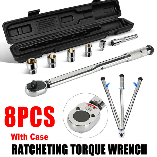 8 Pcs Adjustable Torque Wrench Spanner 17-24mm 1/2" Drive Hand Ratchet