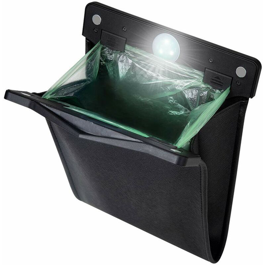 Sun Flowergb - Smart led Waterproof Car Trash Can Garbage Bag Passenger Side Artificial Leather Storage Pocket Leak Proof Reusable Travel Portable