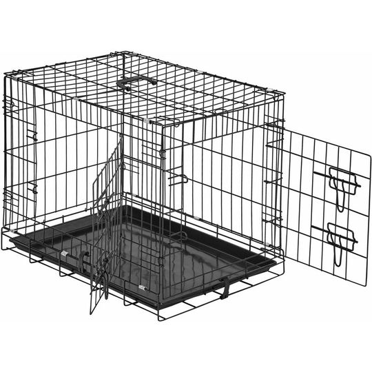 Dog crate collapsible - dog cage, pet carrier, puppy crate - 60 x 44 x 51 cm - black