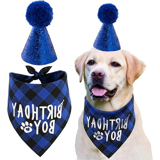 Dog Birthday Bandana Hat Dog Triangle Scarf Pet Cat Dog Gift Bandana Birthday Party Pet Decoration
