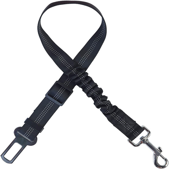 Perle Rare - Car Dog Safety Belt, Adjustable Elastic Nylon Dog Leash with Reflective Threads for All Dogs and Cats in Car (Black)