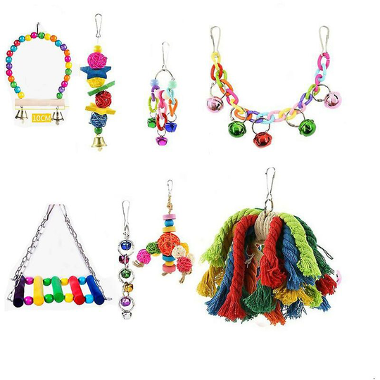 Pet Parrot Chewing Climbing Toy Set 8-piece Set - Thsinde