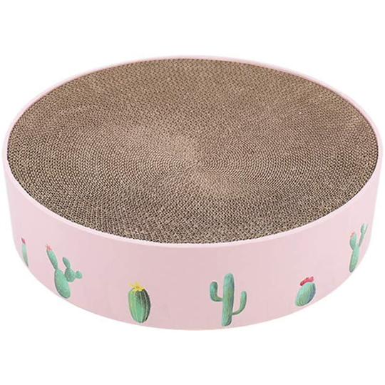 Cat Toy, Corrugated Cardboard Cat Catnip Scraper Board Nail Scraper Mat Kitten Bed Toy-Pink-Small